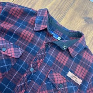 Simply Southern Mens Red Navy Blue Plaid Fleece Snap Front Shirt Jacket Size M